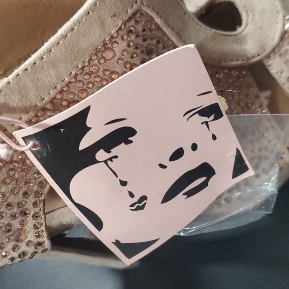 Zigi Soho Silvy Embellished Beige Open Toe Platform Pumps Size 5 - Picture 4 of 9